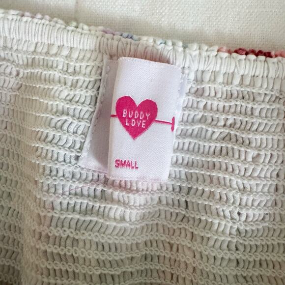 Buddy Love Alana Puff‎ Sleeve Square Neck Peplum Crop Carnation Floral SMALL - Picture 6 of 9